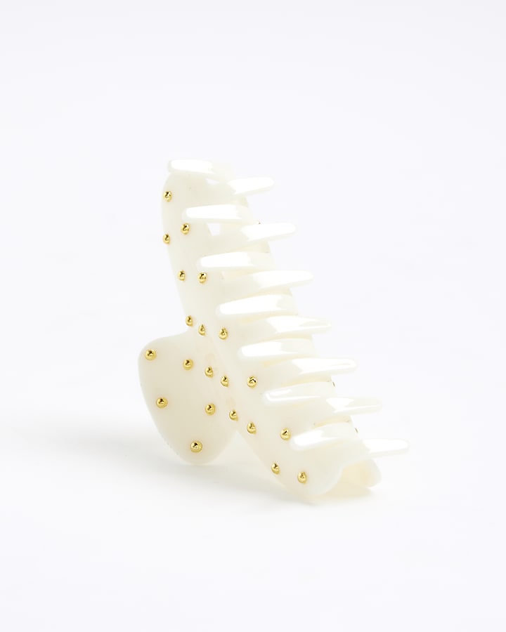 Cream Studded Claw Hair Clip