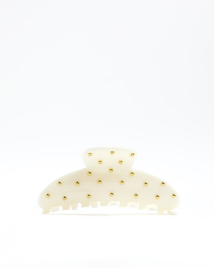 Cream Studded Claw Hair Clip