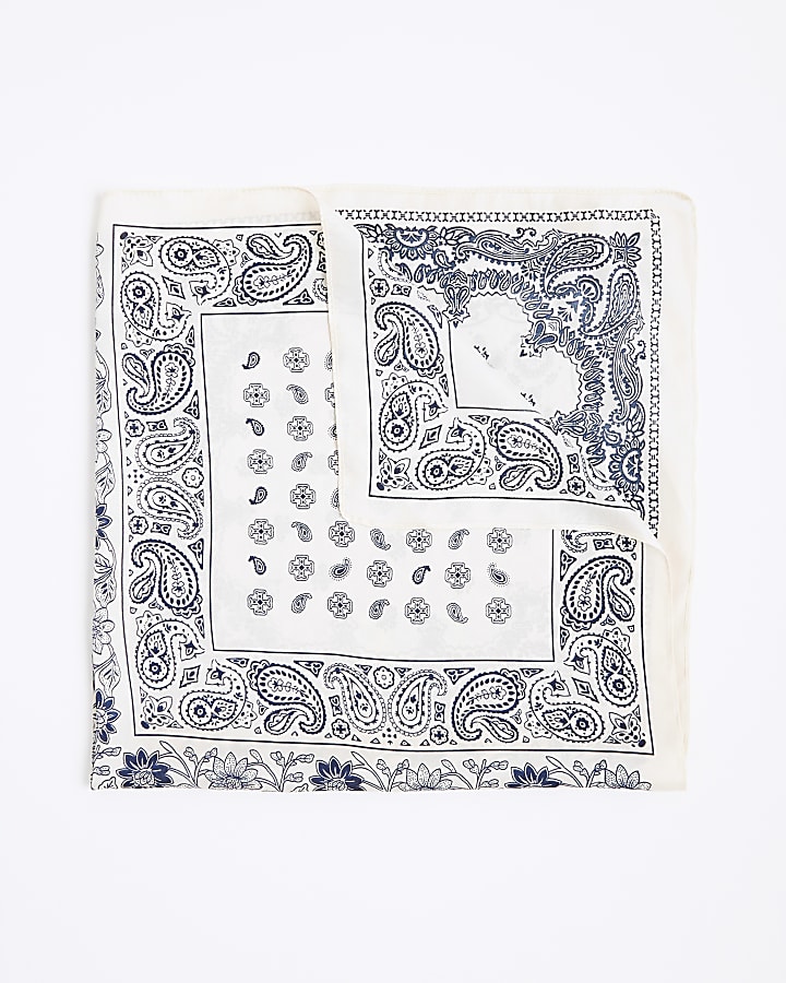 Cream Paisley Print Bandana Scarf
