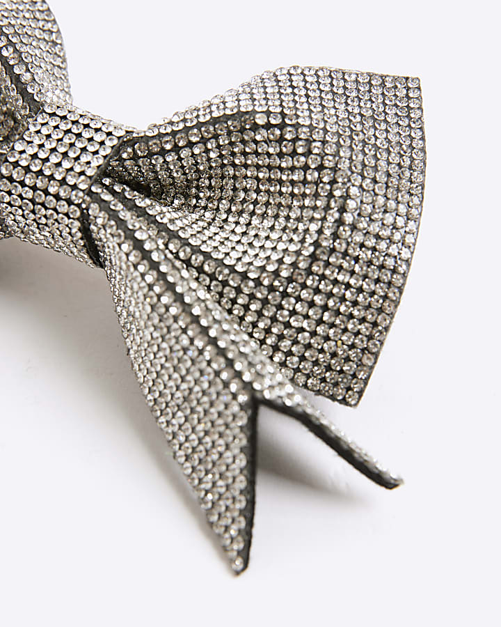 Black rhinestone bow hair clip