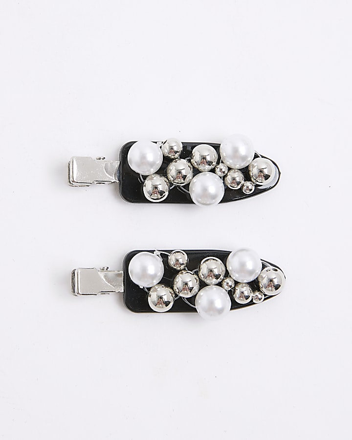 Silver Embellished Hair Slides