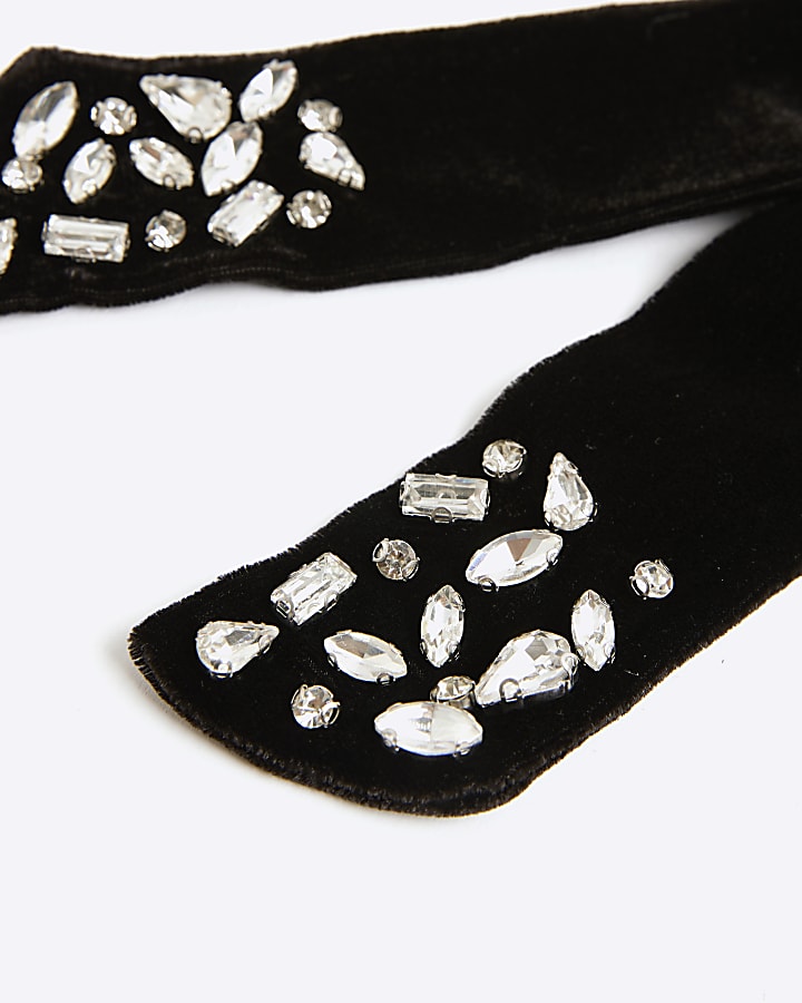 Black Diamante Velvet Bow Hair Clip