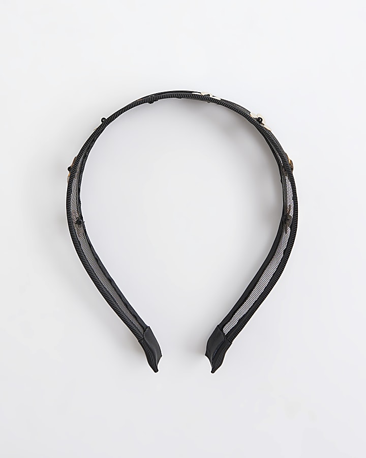 Black Floral Mesh Headband