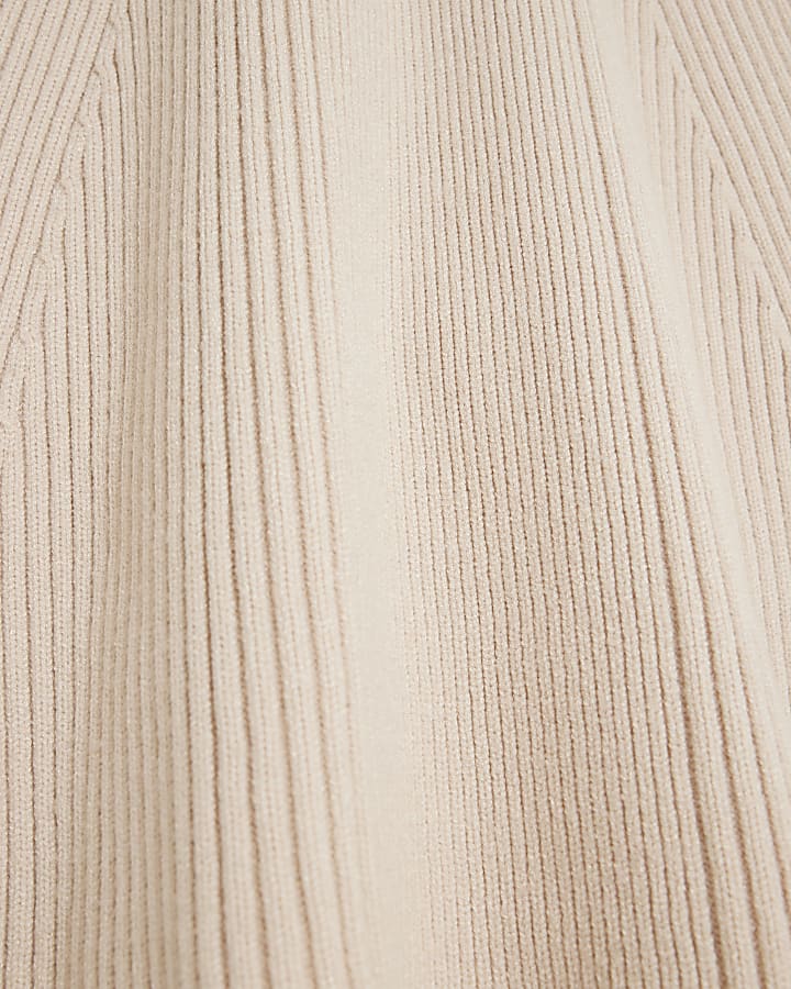 Cream Knitted Long Sleeve Mini Dress