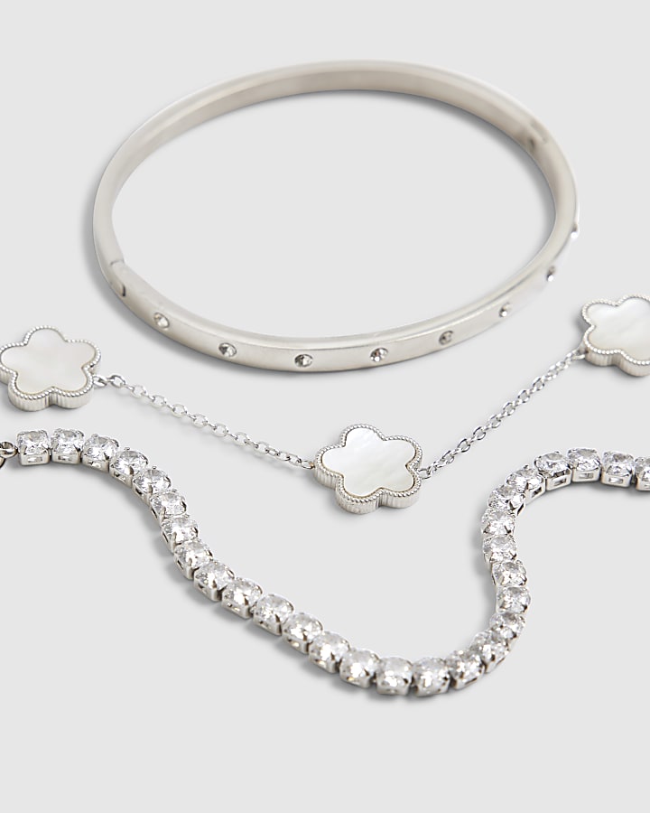 Silver 3 Pack Bracelets