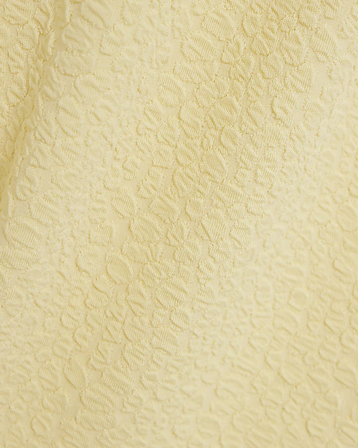 Yellow Textured Wide Leg Trousers