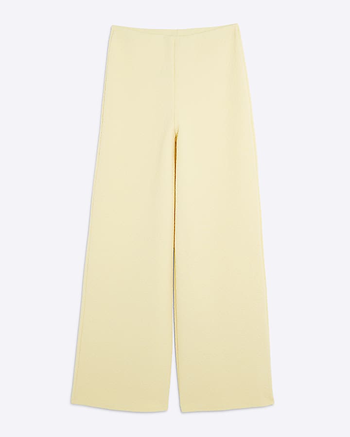 Yellow Textured Wide Leg Trousers