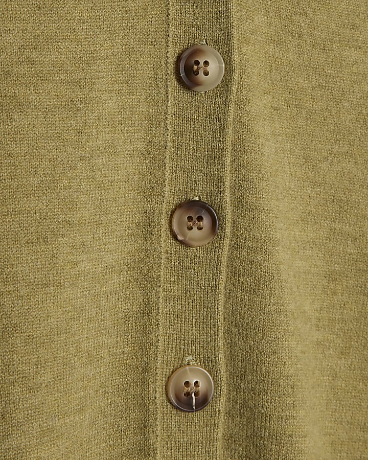 Green Knitted V Neck Cardigan