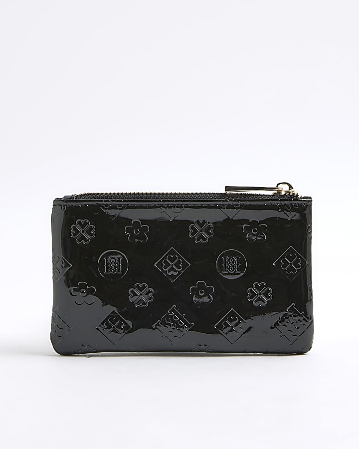 Black Embossed Monogram Patent Purse