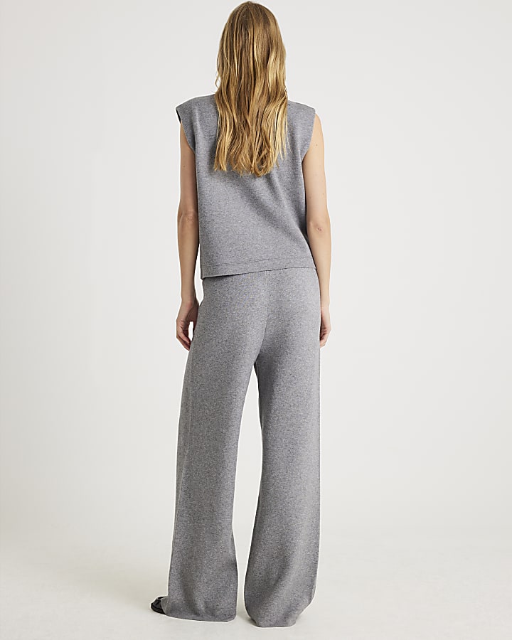 Grey Wide leg knitted trousers