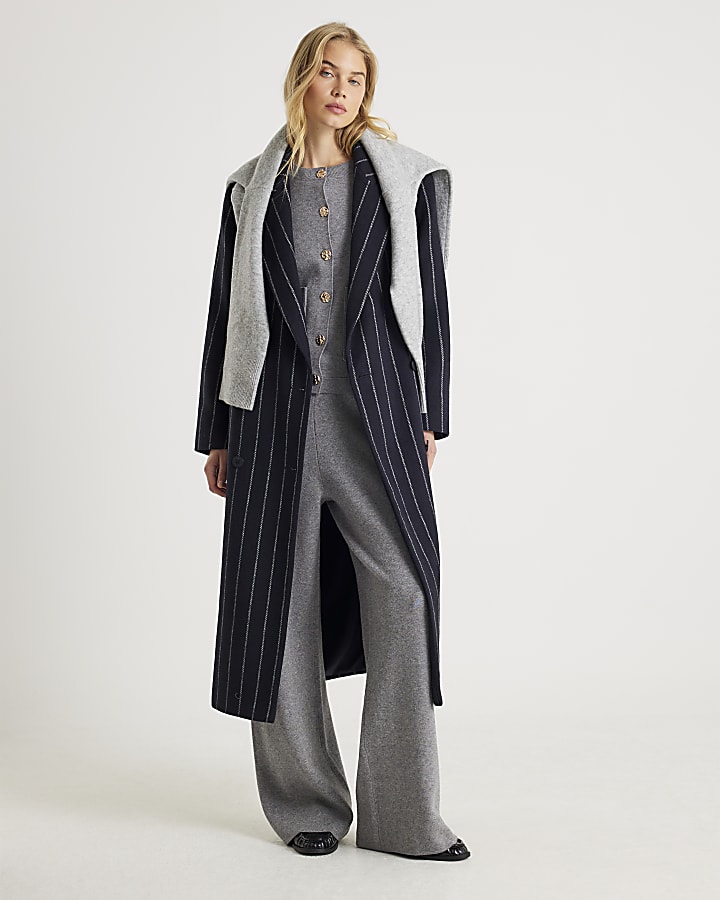 Grey Wide leg knitted trousers