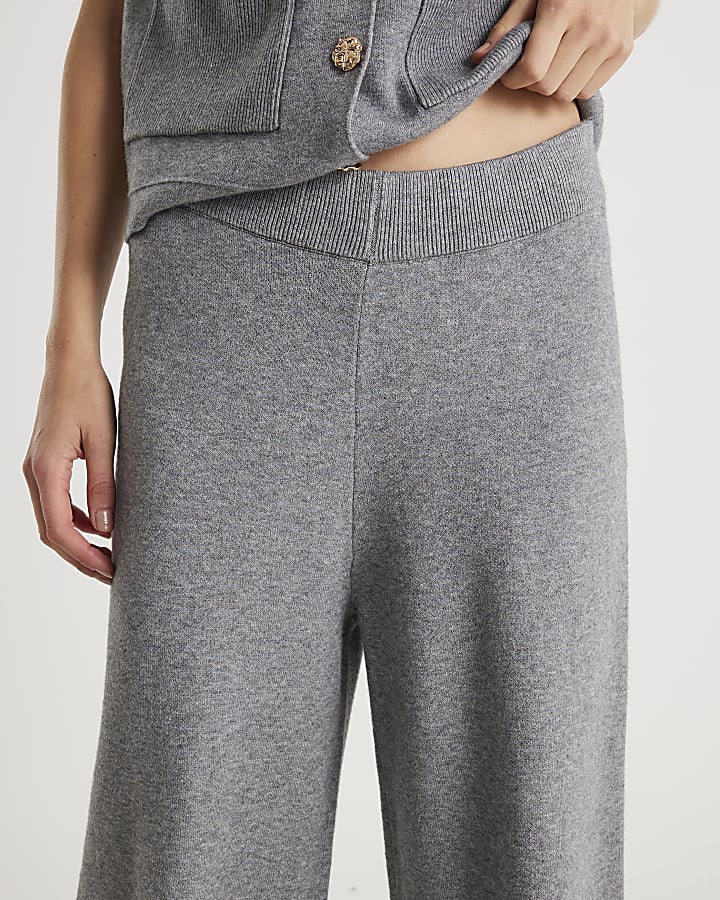 Grey Wide leg knitted trousers