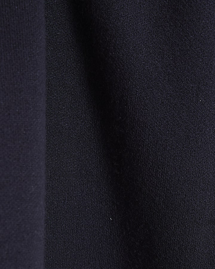 Navy Knitted Wide Leg Trousers