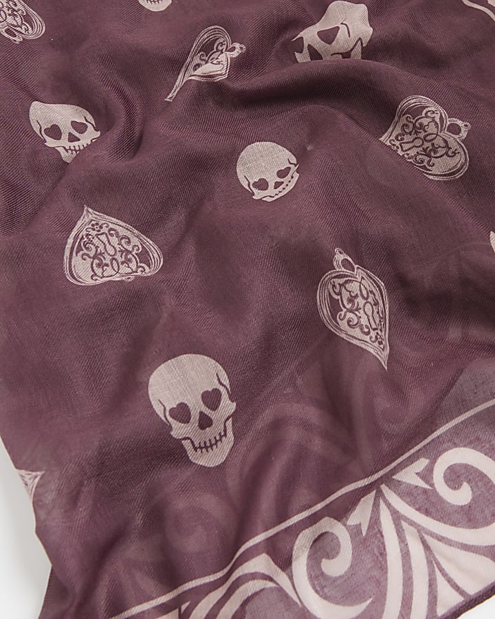 Red Skull Print Scarf