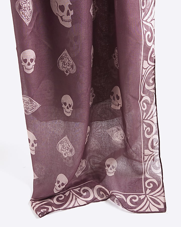 Red Skull Print Scarf