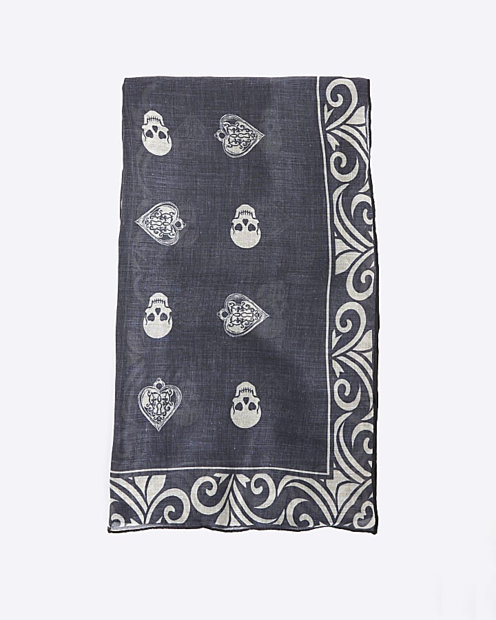 Black Skull Print Scarf