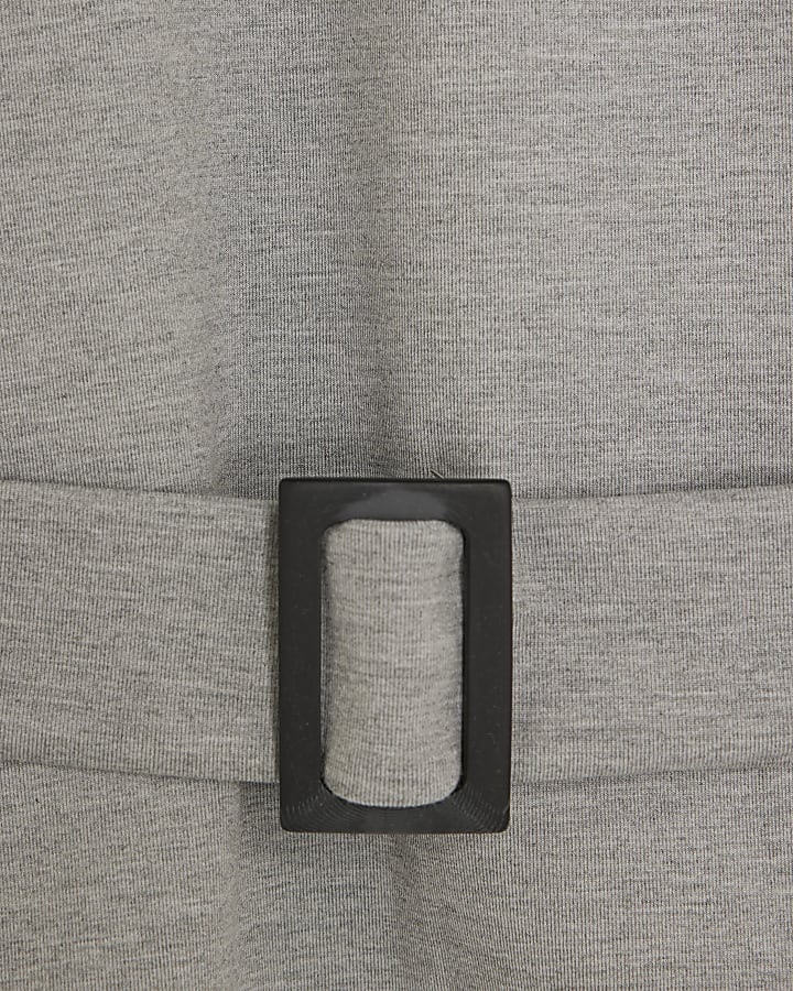Grey Long Sleeve Belted Sweatshirt