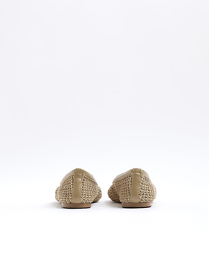 Beige Crochet Ballet Pumps