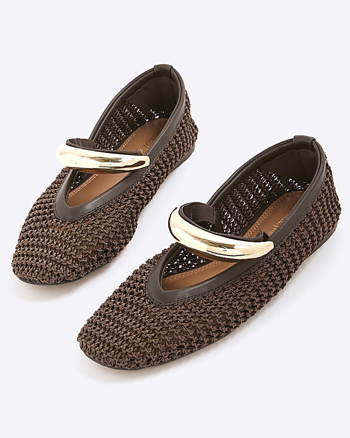 Brown Crochet Ballet Shoes