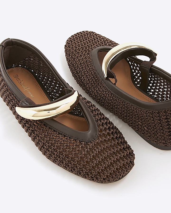 Brown Crochet Ballet Shoes