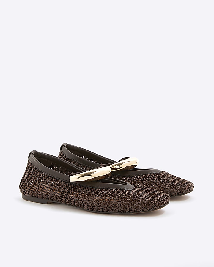 Brown Crochet Ballet Shoes
