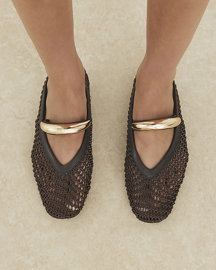 Brown Crochet Ballet Shoes