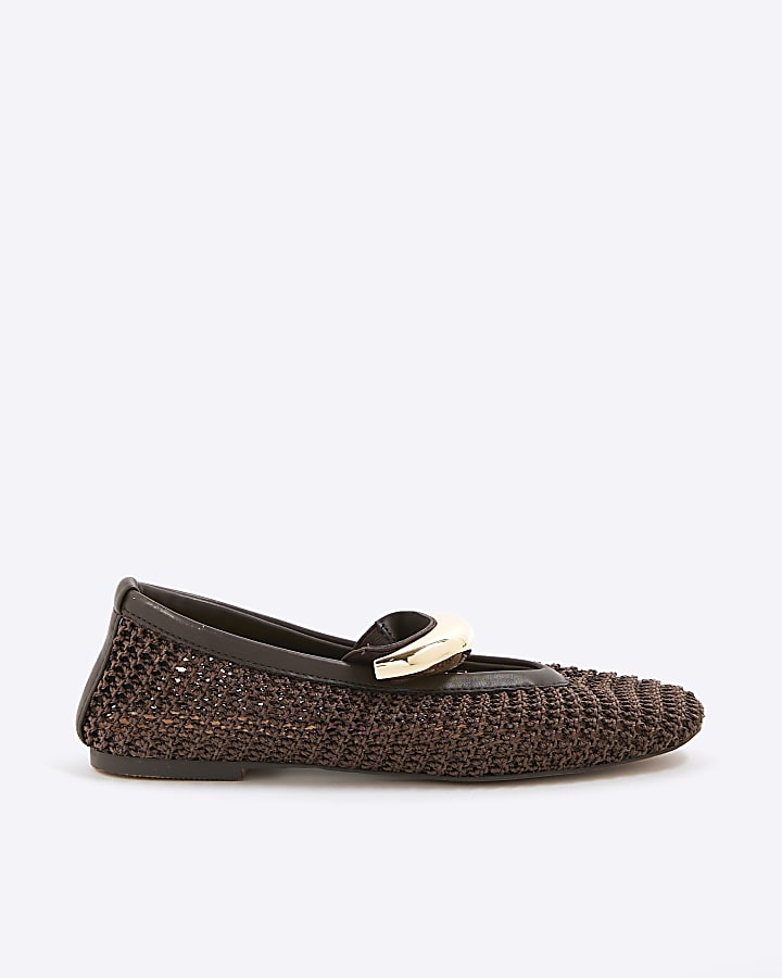 Brown Crochet Ballet Shoes