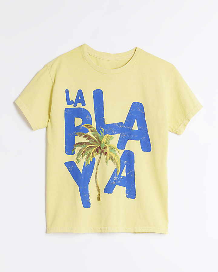 Yellow Short Sleeve La Playa Palm T-shirt