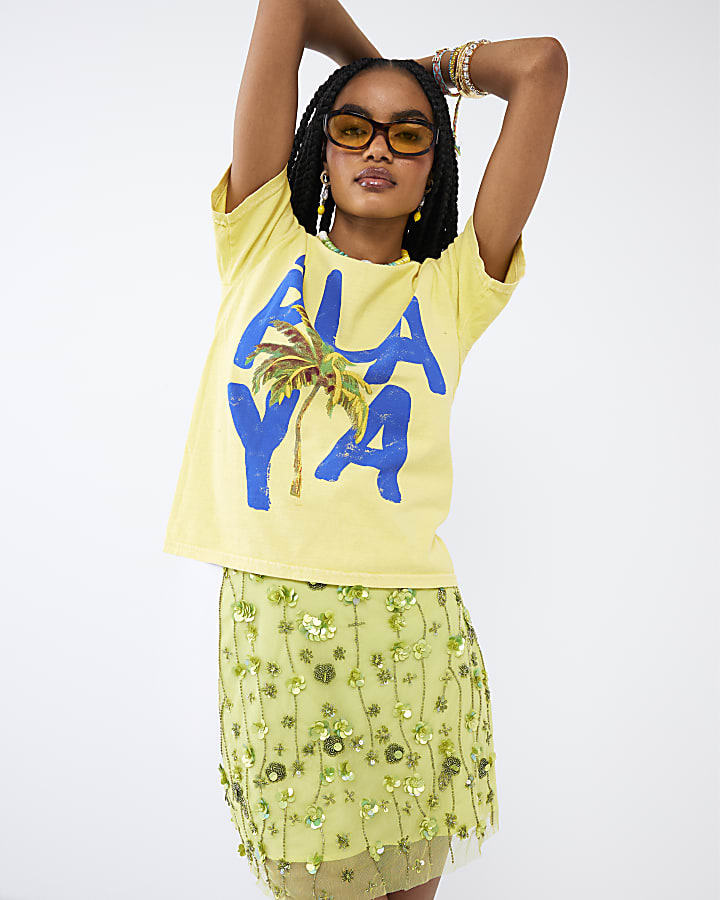 Yellow Short Sleeve La Playa Palm T-shirt