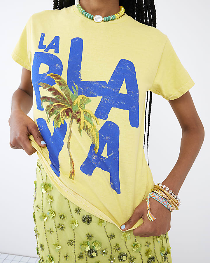 Yellow Short Sleeve La Playa Palm T-shirt