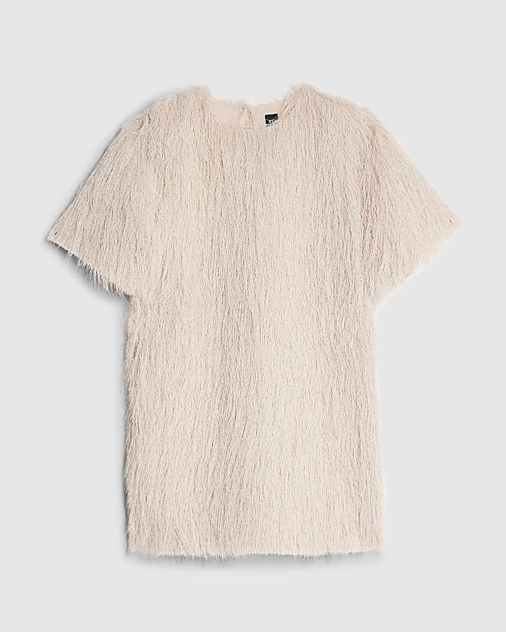 RI Studio Pink Fringe Oversized T-Shirt Dress