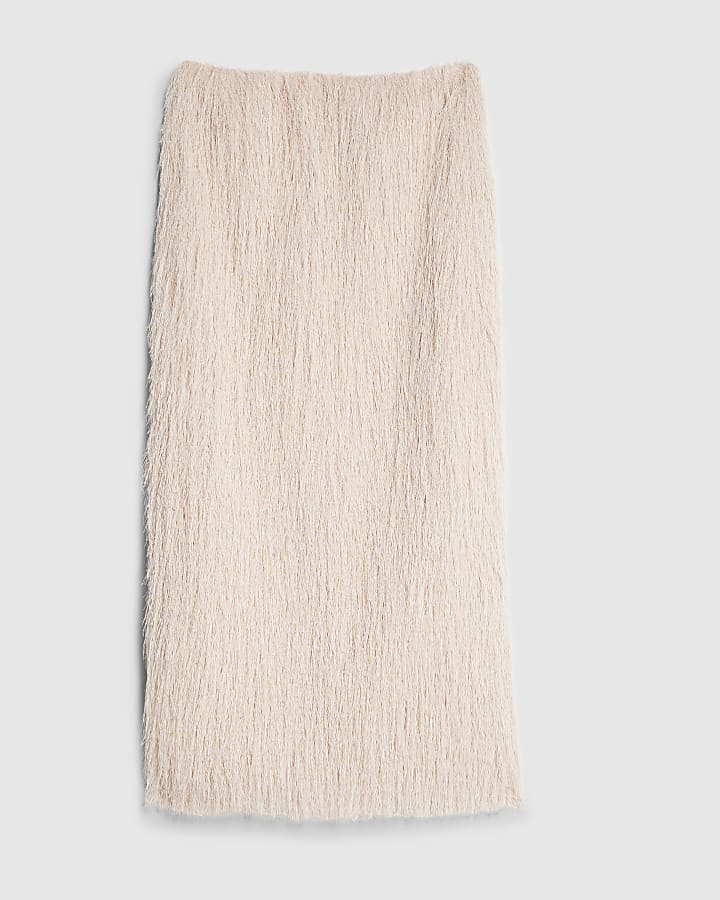 RI Studio Pink Maxi Fringe pencil Skirt