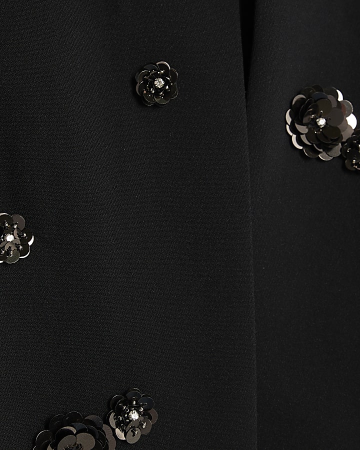 Black Embellished Layered Mini Shift Dress