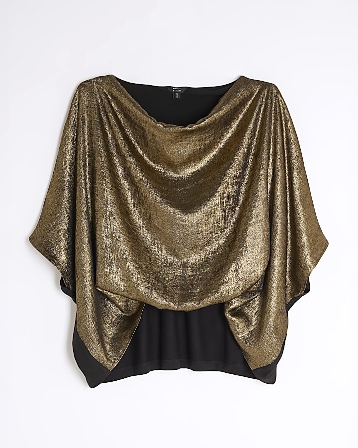 Gold Metallic Jersey Back Top