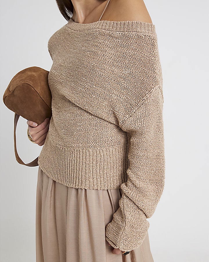 Beige Long Sleeve Hybrid Midi Dress