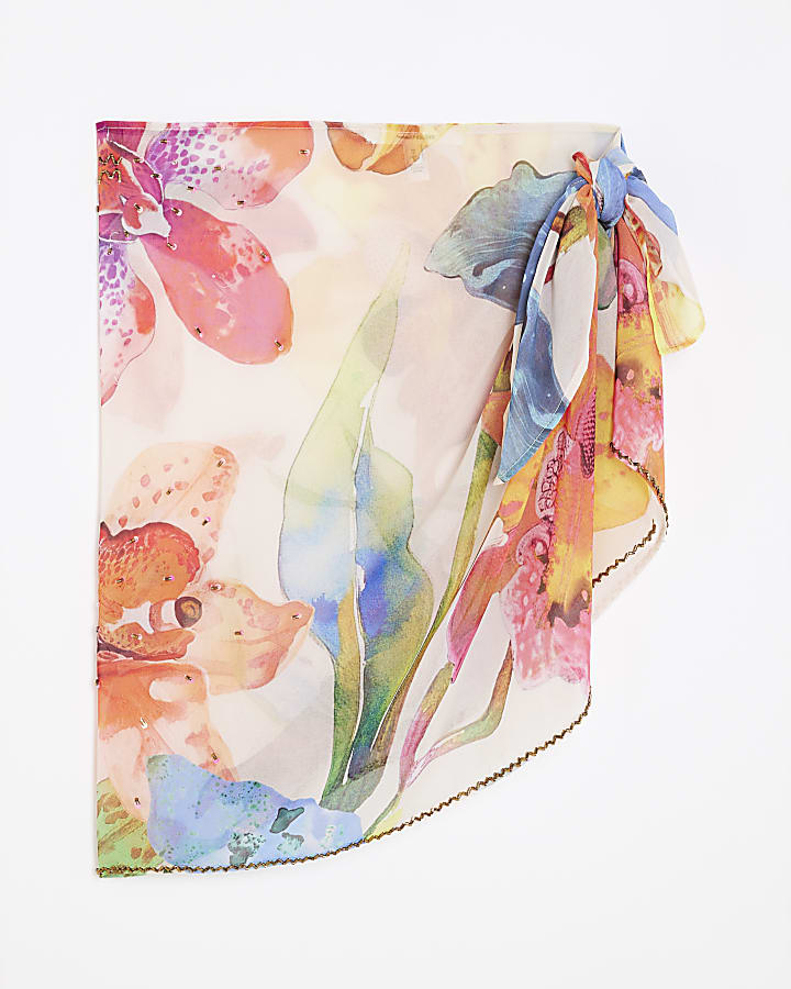 Multi Colour Tropical Embellished Mini Sarong