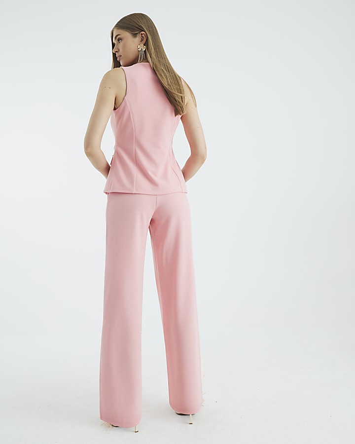 Coral Sleeveless Double Breasted Jumpsuit