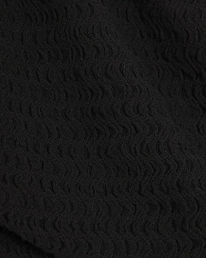 Black Textured Off The Shoulder Top