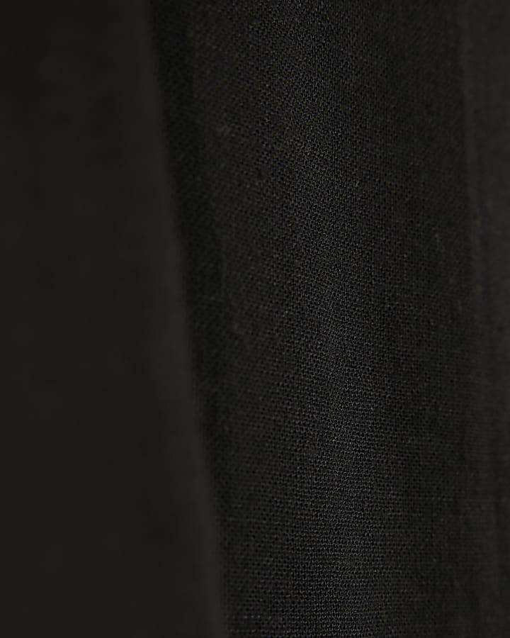 Black Linen Blend Sleeveless Tie side Top