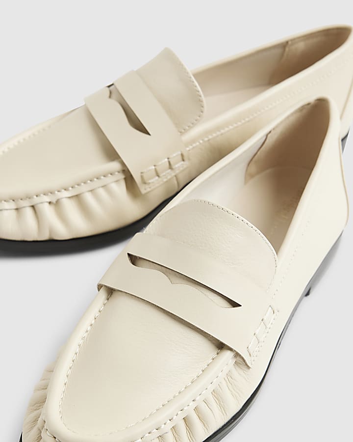 Cream Leather Loafers