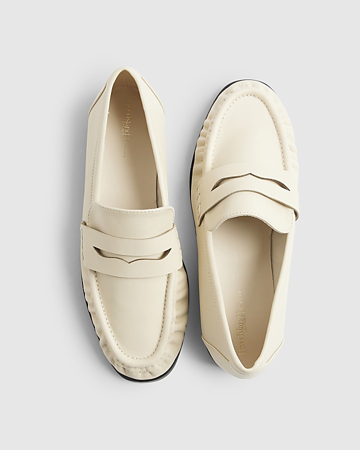 Cream Leather Loafers