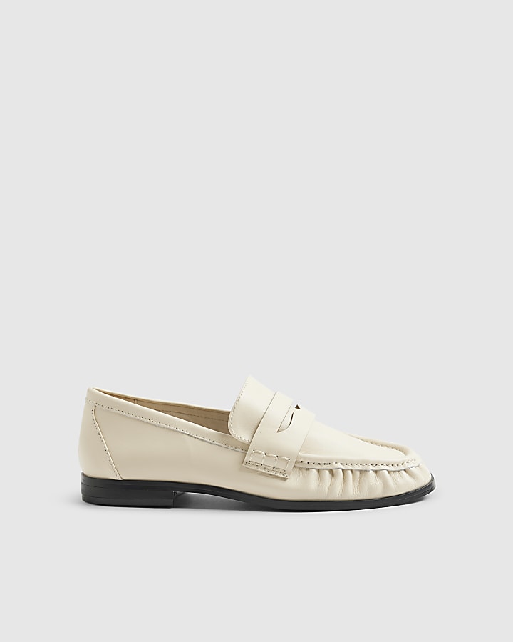 Cream Leather Loafers