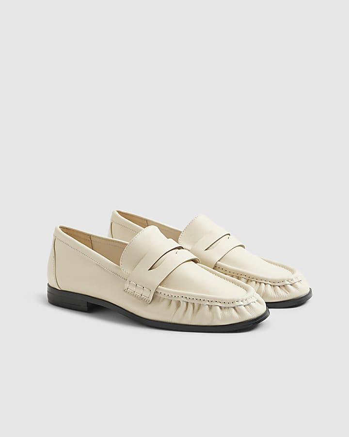 Cream Leather Loafers