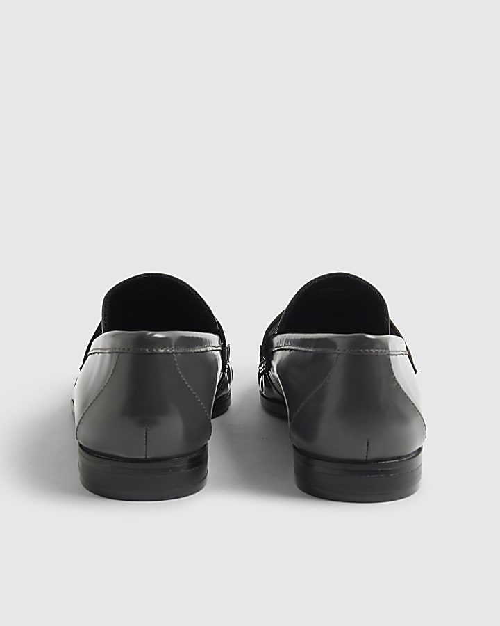 Grey Leather Loafers