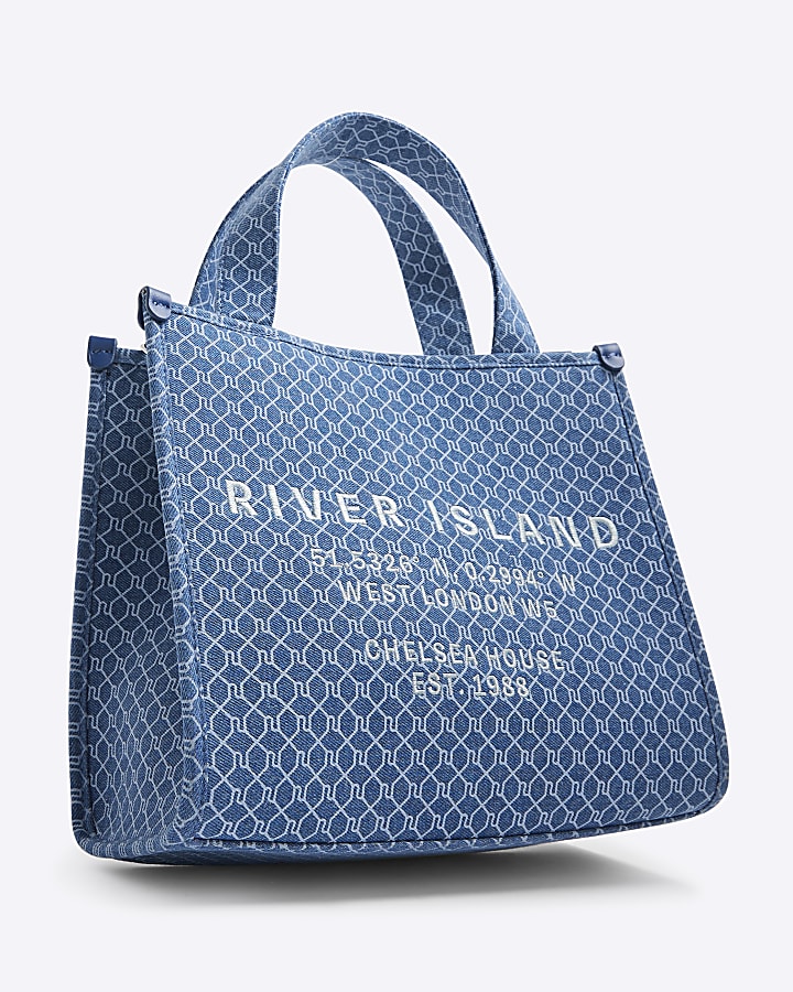 Blue Denim Monogram Tote Bag