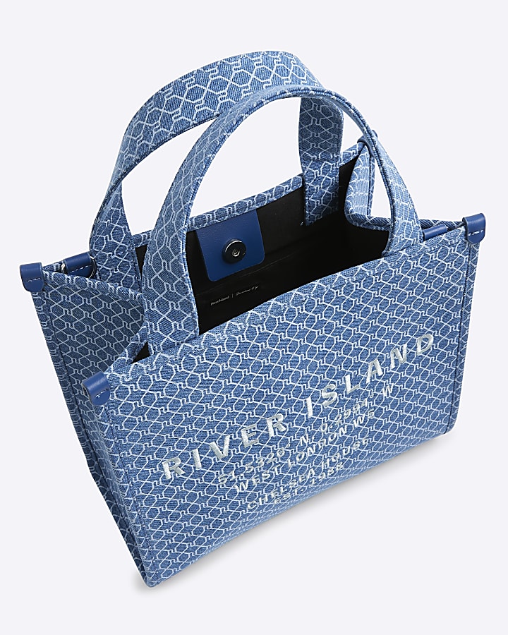 Blue Denim Monogram Tote Bag