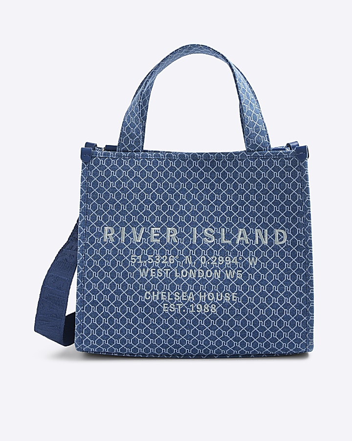 Blue Denim Monogram Tote Bag