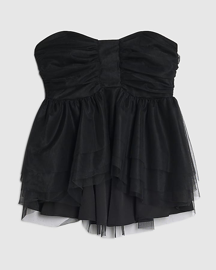 Black Tulle Bandeau Top