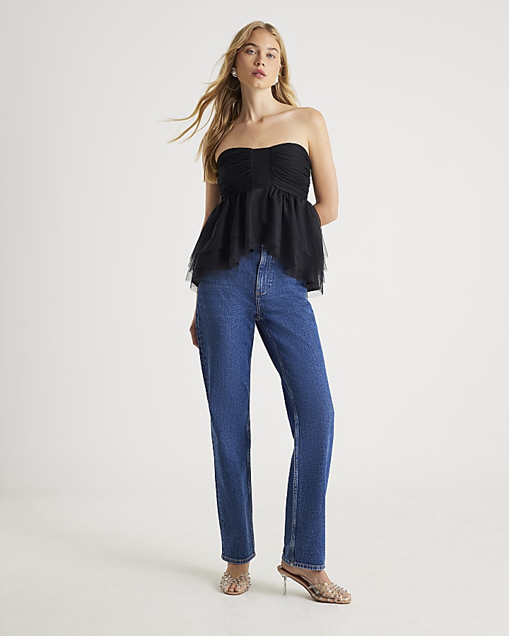 Black Tulle Bandeau Top