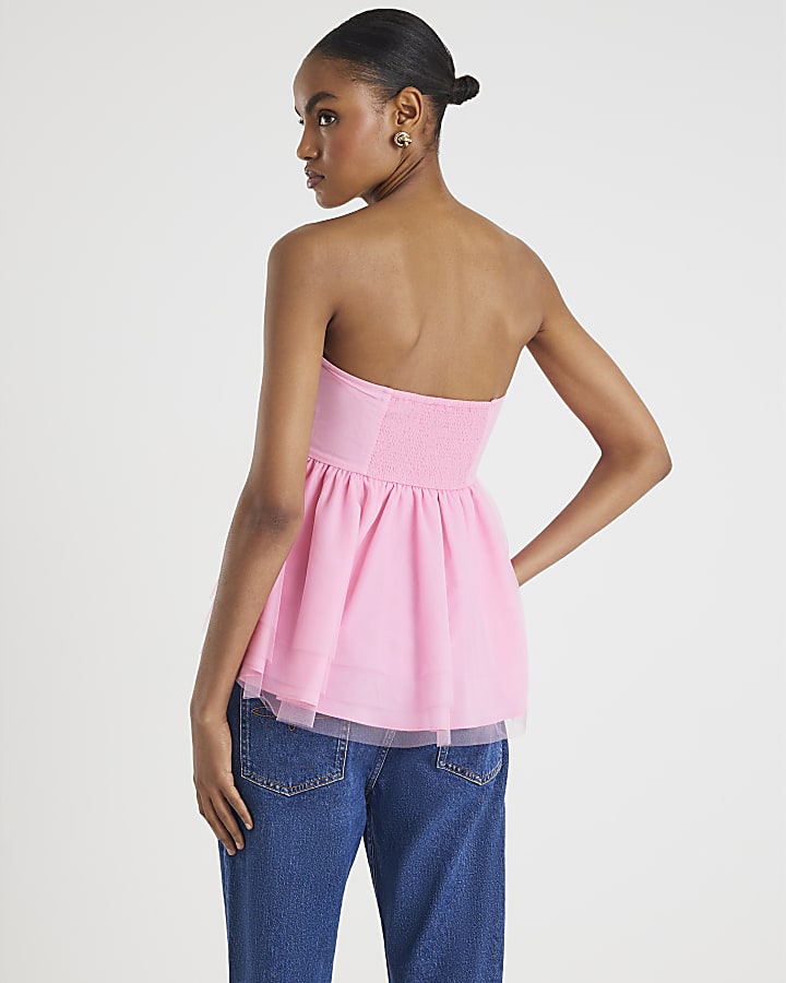 Pink Tulle Bandeau Top